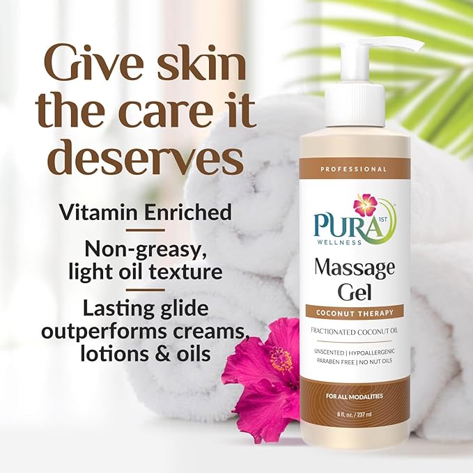Coconut Therapy Massage Gel, Pura Wellness Massage Gel, Professional Deep Tissue Therapy, Coconut Massage, Massage Gel for Physical Therapy, Unscented Gel for Physical Therapy Recovery 8oz