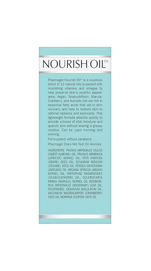 Pharmagel Nourish Facial Oil | Anti Aging Face Oil with 12 Exotic Oils including Avocado and Rosemary Seed | Dry Skin Relief | 1.0 fl. oz.