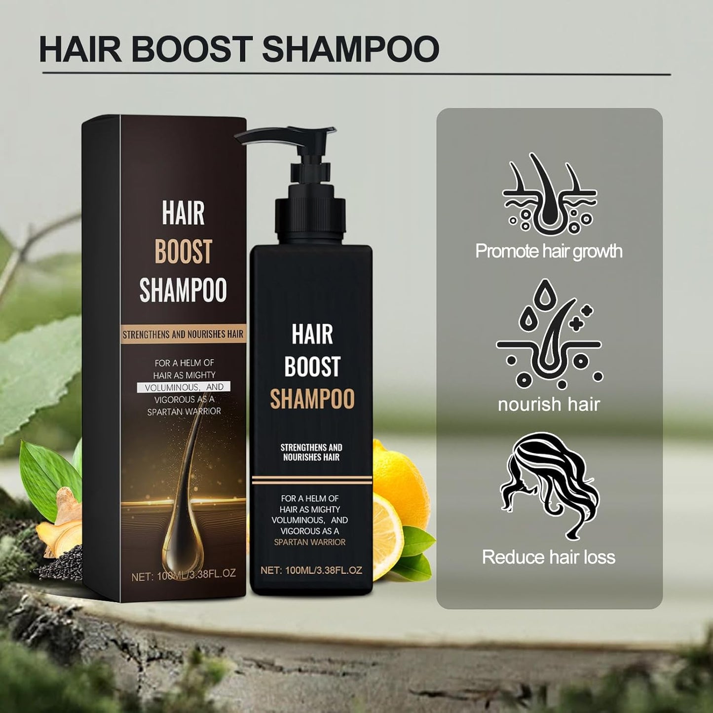 Root Activator Shampoo for Men,Hair Regrowth Root Activator Shampoo for Hair Loss and Thinning Hair, Nourish and Shine Revitalizing, Black(3pcs)