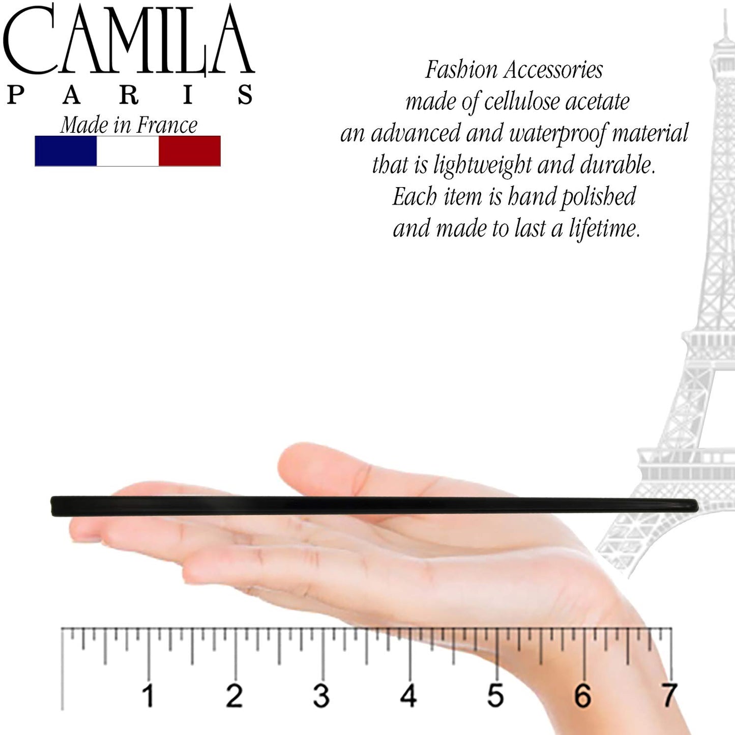 Camila Paris AD27/2 French Twist Stick Hair Pin, Set of 2 Black, Girls Chopsticks Hair Pins for Girls Spiral Updo Chignon Bun Holder, Styling Hair Accessories for Women, Made in France