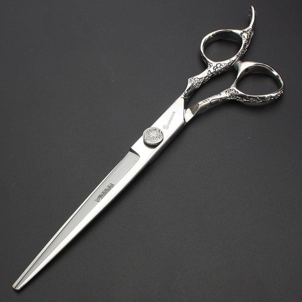 6/7-Inch Professional Hair Scissors Haircut Rose Pattern Hair Scissors Styling Tools Japanese Stainless Steel Scissor Set (7-in cutting scissors)