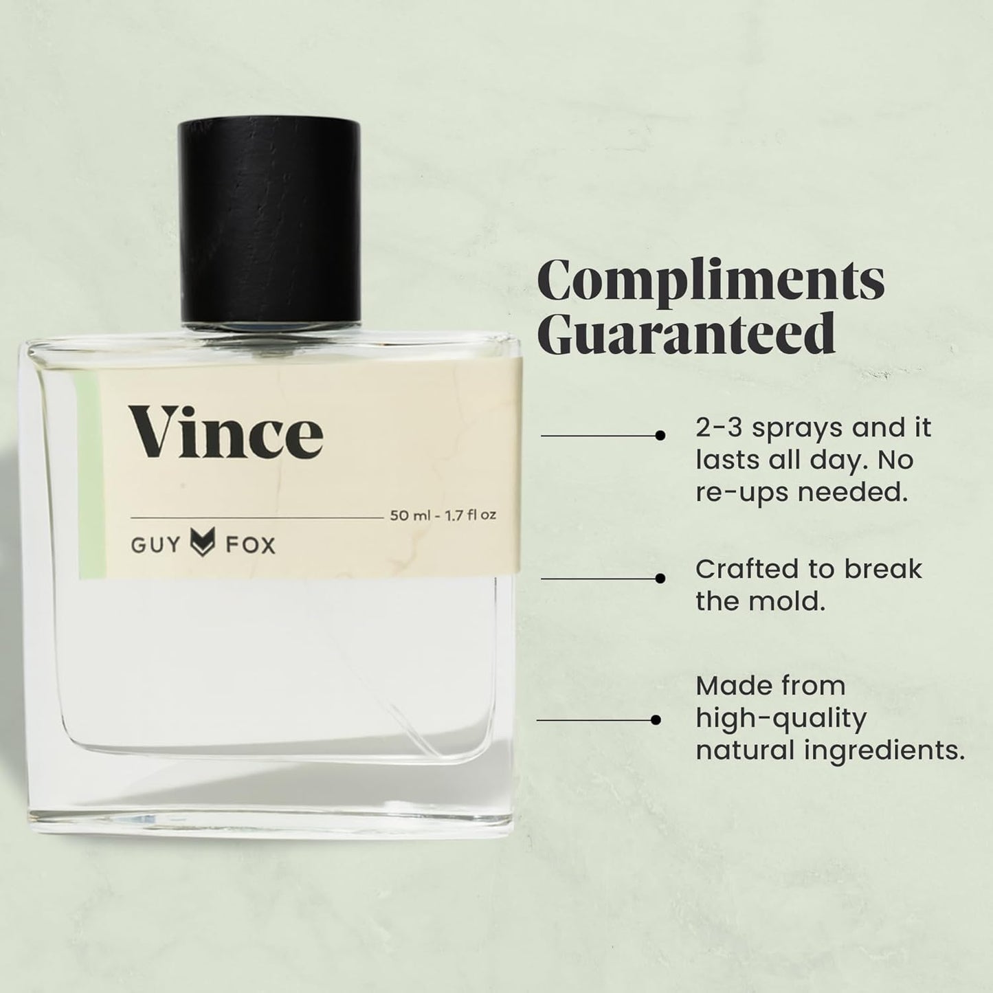 GUY FOX - Vince - Cologne For Men | Crushed Lime, Mint Gin, Sunset Musk | Fresh, Masculine Men's Cologne | Men's Fragrance | 1.7 Fl Oz