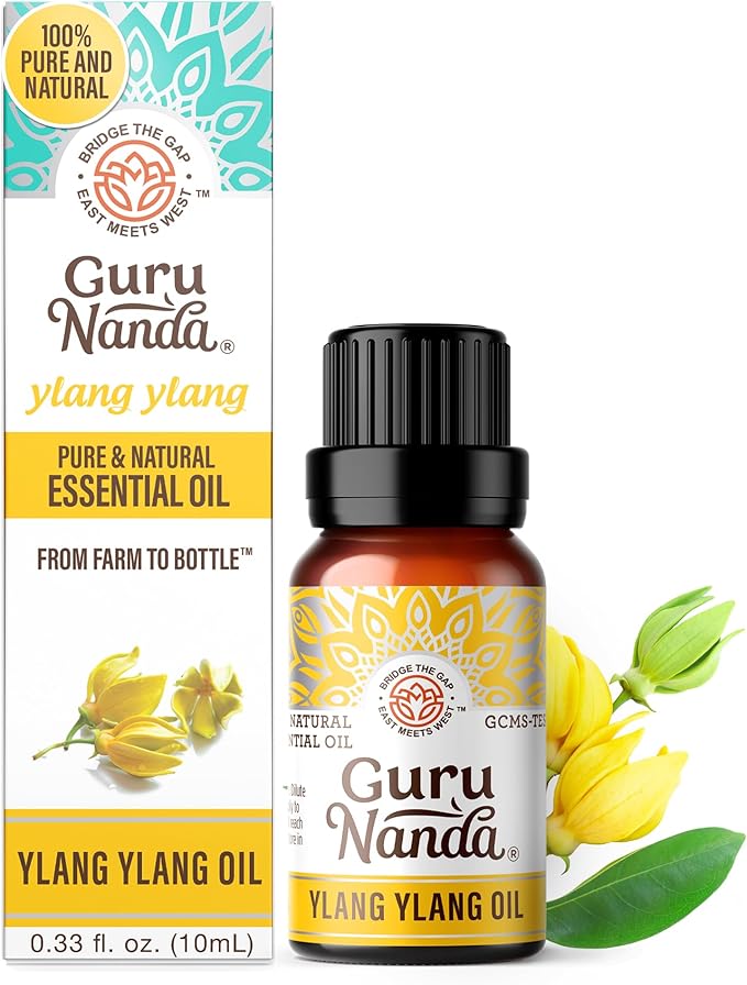 GuruNanda Ylang Ylang Essential Oil (10 ml) - 100% Pure, Natural and Undiluted Diffuser Oil for Aromatherapy, Massages & DIY Recipes