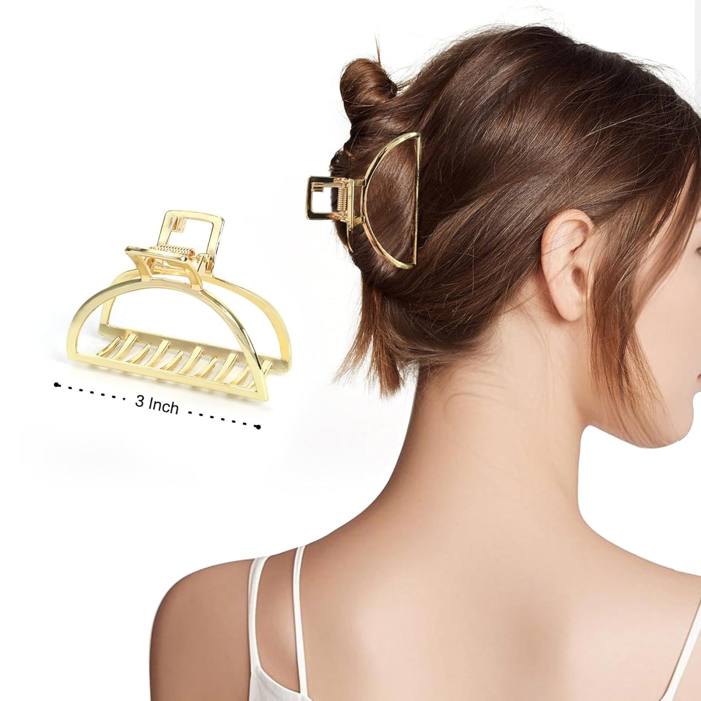 FAELBATY Metal Claw Clips for Thick Hair, Medium Metal Hair Clips for Women, Gold Hair Clips & Silver Hair Clips, Hair Claw Clips for Thin Hair, Strong Metal Clips for All Hair Types, 2PCS Gold&Silver