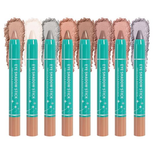 8 Colors Cream Eyeshadow Stick Set, Matte and Smooth Eye Shadow Sticks, Waterproof Long Lasting High Pigmented Eye Shadow Sticks