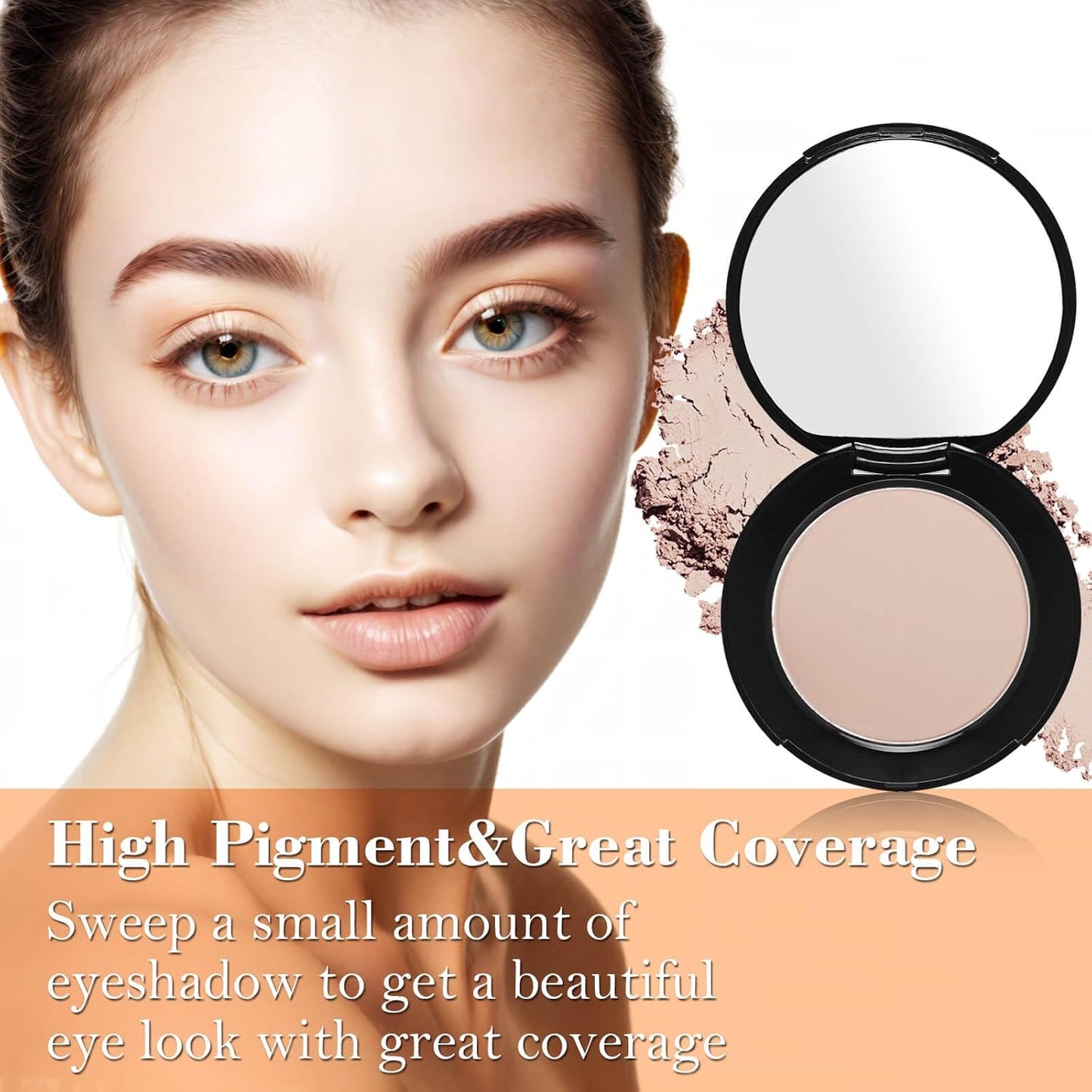 MEICOLY Beige Brown Eyeshadow with Mirror,Matte Eye Shadow Palette,Pressed Powder Single Eyeshadow for Women and Girls,Eye Makeup Eyelid Color,Long Wearing,Waterproof