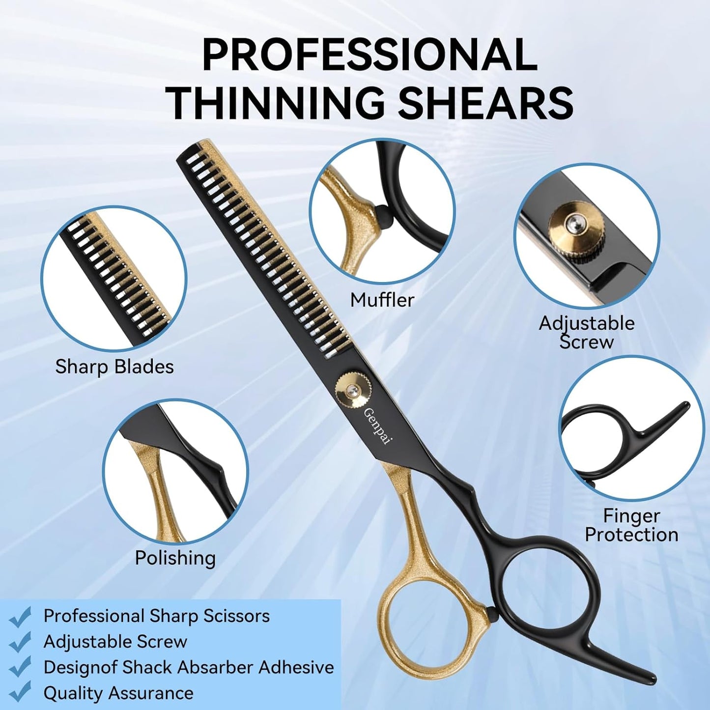 14-Piece Professional Hair Cutting Scissors Kit – Stainless Steel Hair Shears, Barber Scissors, Thinning Shears & Razor – Hair Cutting Kit for Men/Women/Kids – Barber Supplies & Accessories