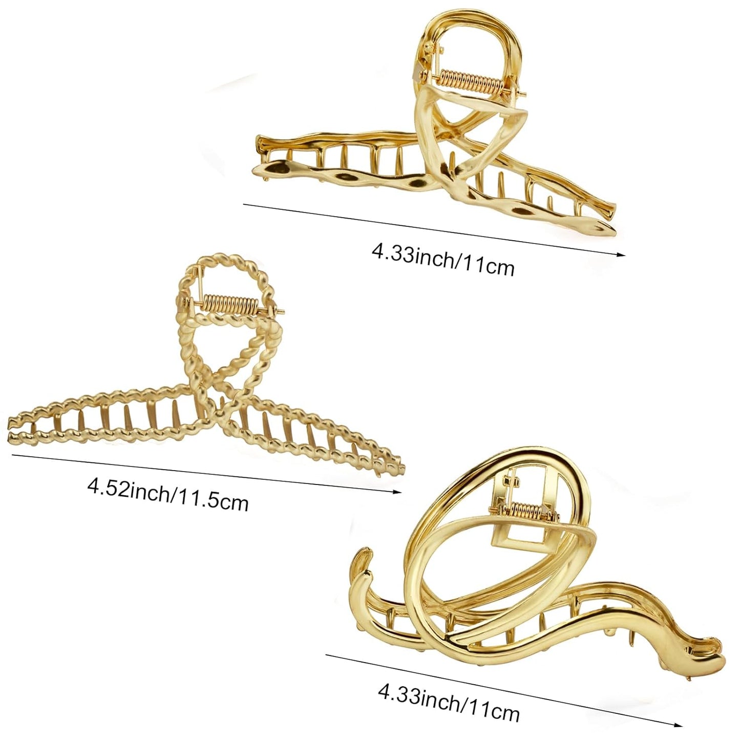 Mehayi 3 PCS Metal Large Hair Claw Clips for Thick Heavy Hair, Big Non-Slip Hair Catch Barrette Jaw Clamp, Strong Hold Claw Barrettes for Long Hair, Fashion Hair Styling Accessories for Women Girls
