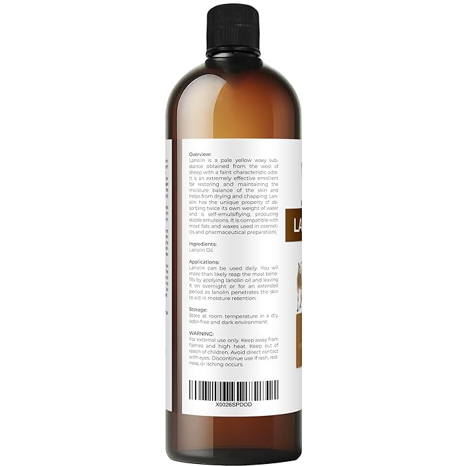 Lanolin Oil USP Grade by Velona - 32 fl oz | 100% Pure and Natural Carrier Oil | Refined, Cold Pressed | Skin, Hair, Body & Face Moisturizing | Use Today - Enjoy Results
