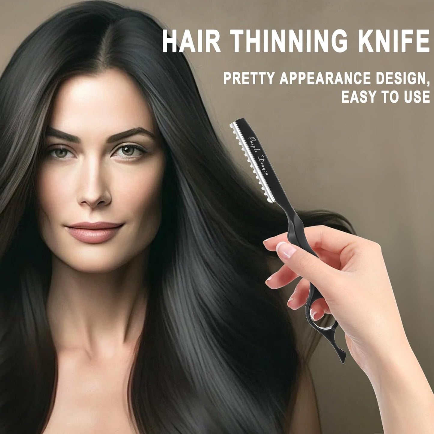 Hair Razors For Cutting Hair 7" Mental Thinning Styling Razors with 10 PCS Sharp Stainless Steel Blades Professional Hair Styling Tool for Salon and Home (Black)