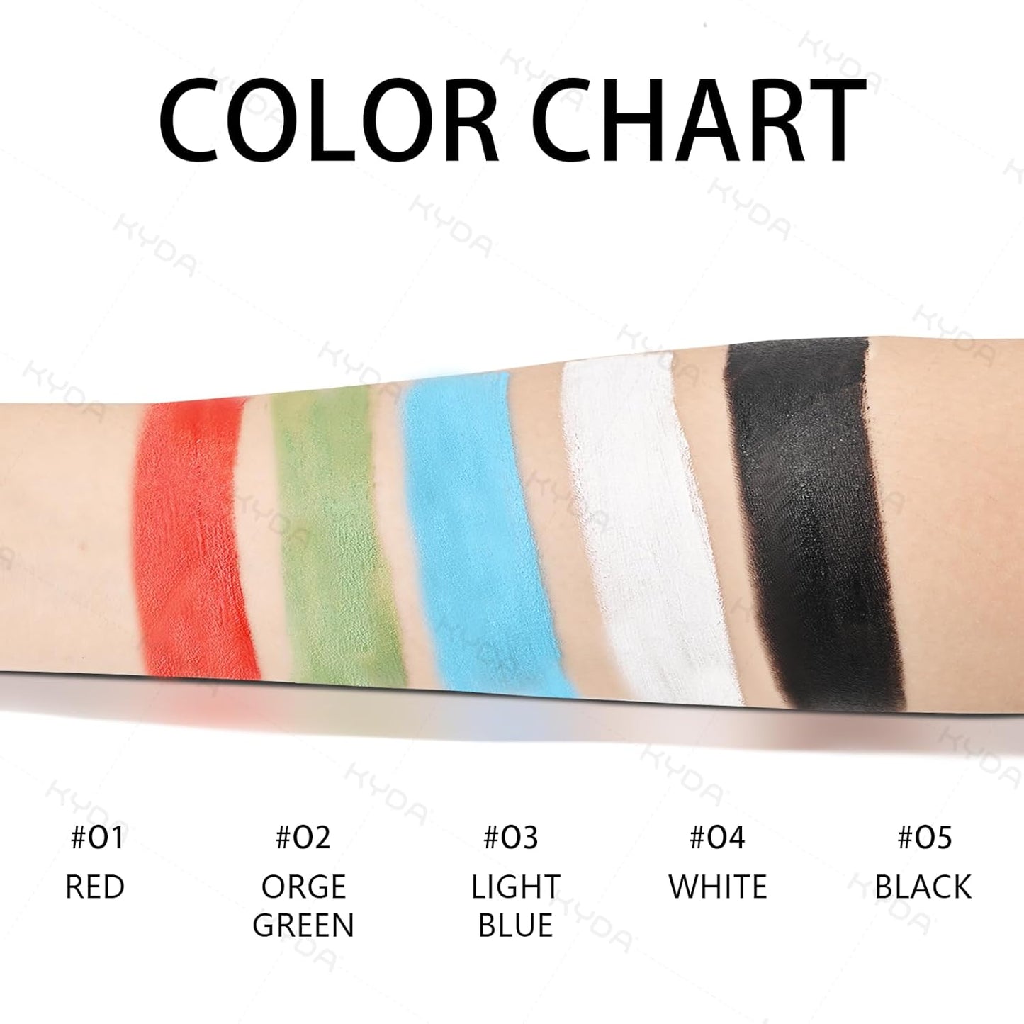 KYDA Black White Green Face Paint for Halloween Makeup, Face Body Painting Kit with Brushes for Witch Monster Grinch Shrek Hulk Alien SFX Makeup and Costume Cosplay Party, Colored Eyes for Spot Games