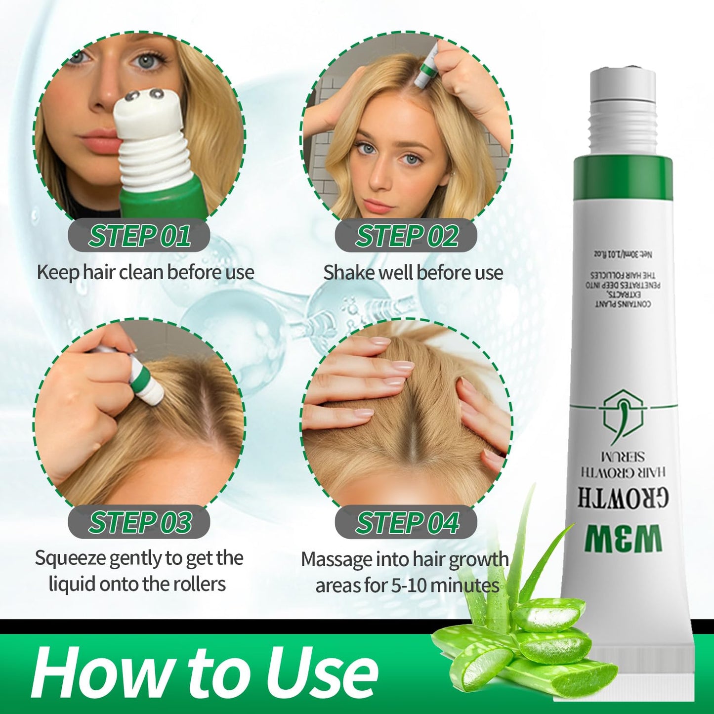 Hair Growth Serum, Orrenaturals Hair Revival Ampoule 3% Rosemary Hair Growth Serum Roll On 30ml Scalpy Hair Growth Oil for Hair Loss&Thinning