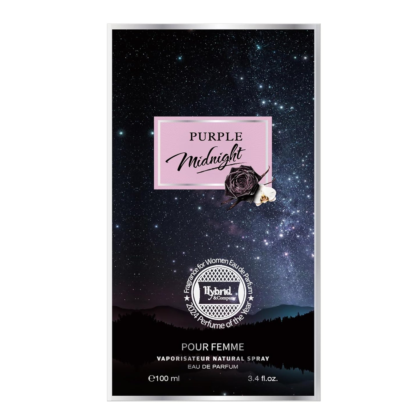 Hybrid & Company Women Purple Midnight Pour Femme Eau De Parfum Vaporisateur Natural Spray 3.4 Fl Oz