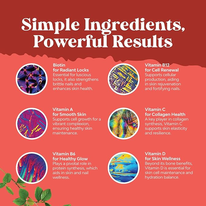 Natural Biotin Gummies for Hair Growth - Biotin Vitamins Hair Skin and Nails Gummies for Women and Men - Growth Vitamins Women with Pantothenic Acid