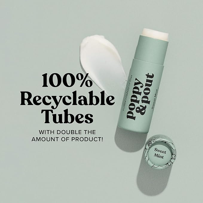 Poppy & Pout Sweet Mint A Jumbo Lip Balm | All Natural Lip Balms & Moisturizers | Hydrates with Beeswax, Vitamin E, Organic Coconut Oil | Cruelty-Free | Lip Balm in Recyclable Cardboard Tube