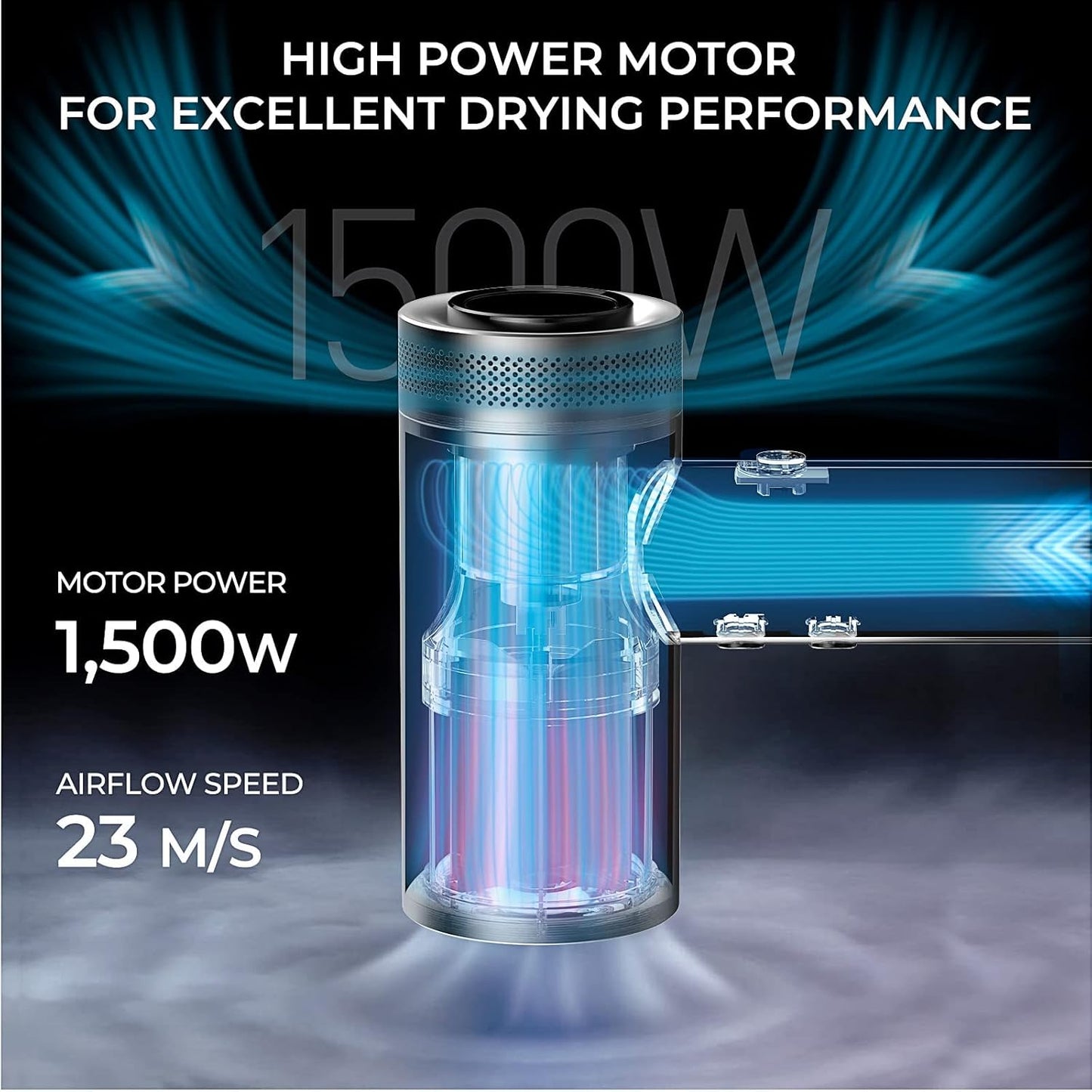 TYMO Hair Dryer with Diffuser for Women - 1500W Professional High Speed Blow Dryer with Comb, 110,000RPM Fast Dry, 200 Million Ionic Hairdryer, 4 Temps & 3 Speeds, 8 Ft Cord for Salon, Graphite