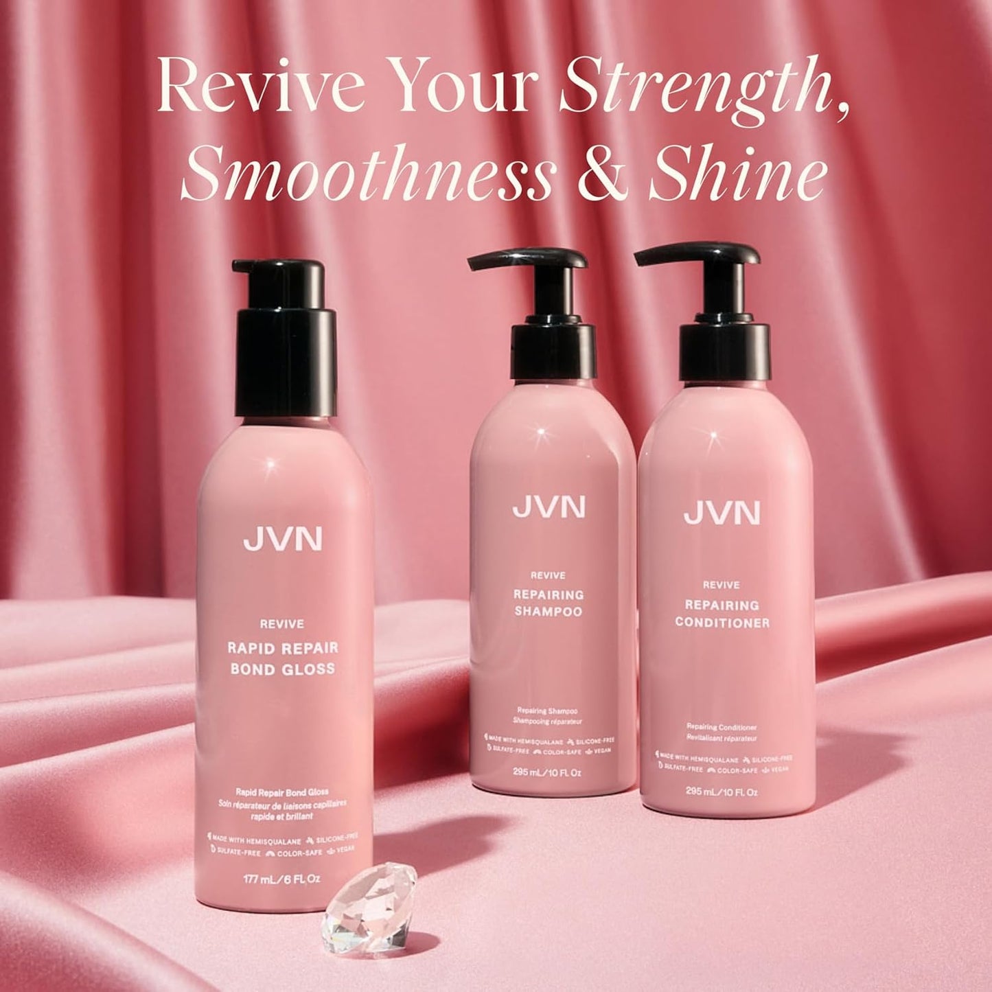 JVN Revive Repairing Shampoo and Conditioner Set, 20 Fl Oz, Strengthen & Repair Damaged, Color Treated, or Fragile Hair, Hair Care for Women and Men, Silicone and Sulfate Free Shampoo and Conditioner