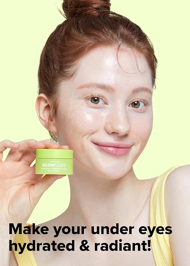 I DEW CARE Vitamin C Eye Cream & Roller Set - Glow-Key | Korean Skin Care, Dark Circles Reducer, Treatment with Hyaluronic Acid, Niacinamide, Cooling Eye Stick Ball 0.50 FL Oz