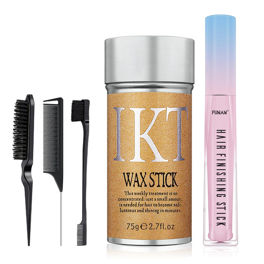 5 Pcs Hair Wax Set for Women & Baby Accessories, Edge Control Slick for Flyaways, Finishing Stick, Styling Comb, Gel for Fixing