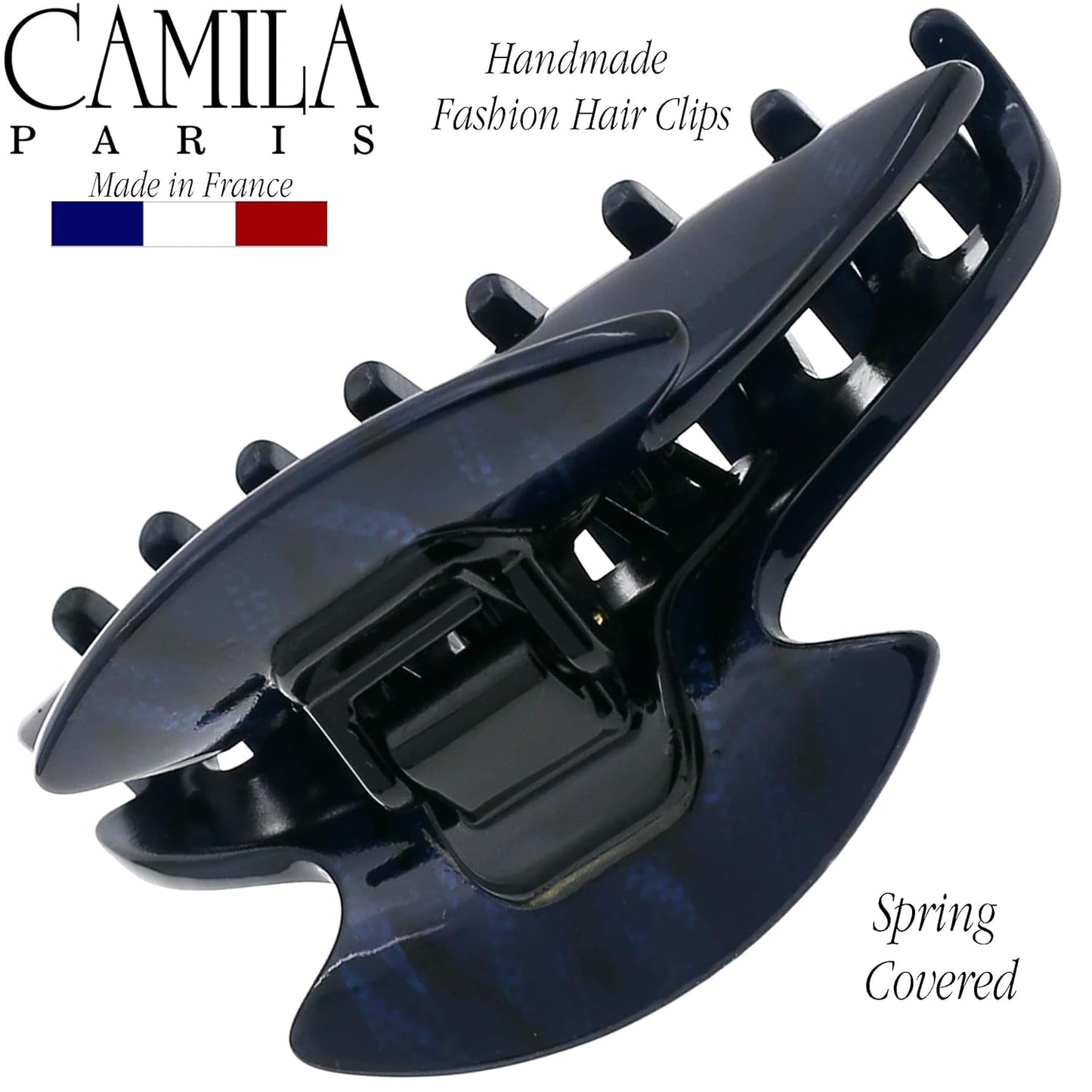 Camila Paris CP3267 French Hair Clip for Women, Small 2.75 inch Handmade, Blue, Girls Hair Claw Clips Jaw Fashion Durable Styling Hair Accessories for Women, Strong Hold No Slip Grip. Made in France
