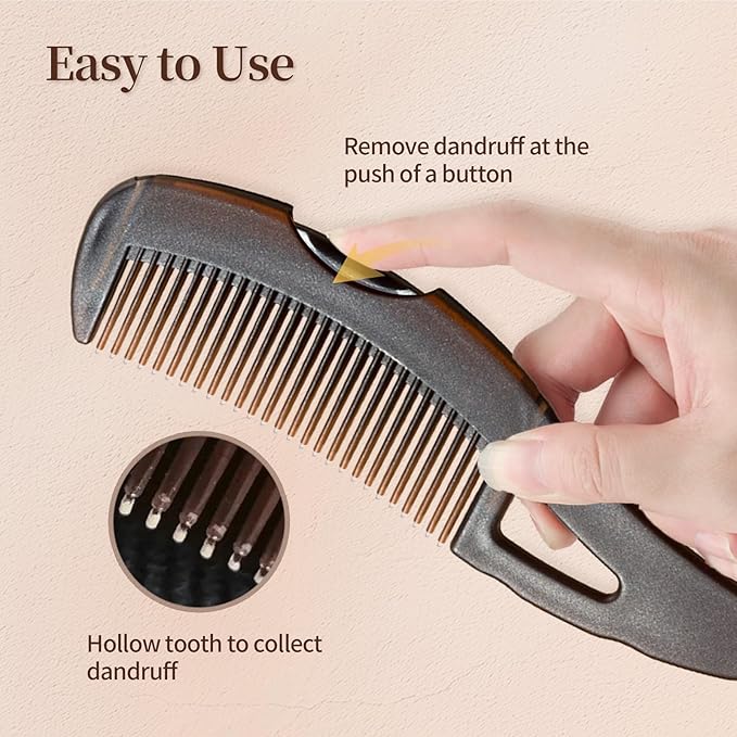 2PCS Dandruff Comb, Scalp Sweep Detoxing Energy Comb, Plastic Hollow Tooth Button Hairbrush for Scalp Cleaning Exfoliator Massage and Oil Buildup Removal for Women Men Kids