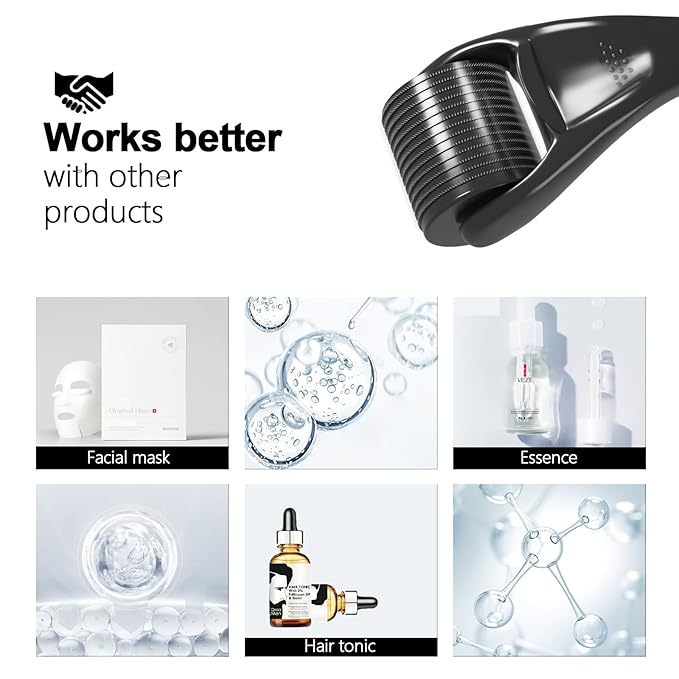 Derma Roller Beard Roller Microneedling Micro Needles Skin Face Roller 540 Stainless Steel for Hair Beard Facial Skin Face 540 Home Use with Storage Case