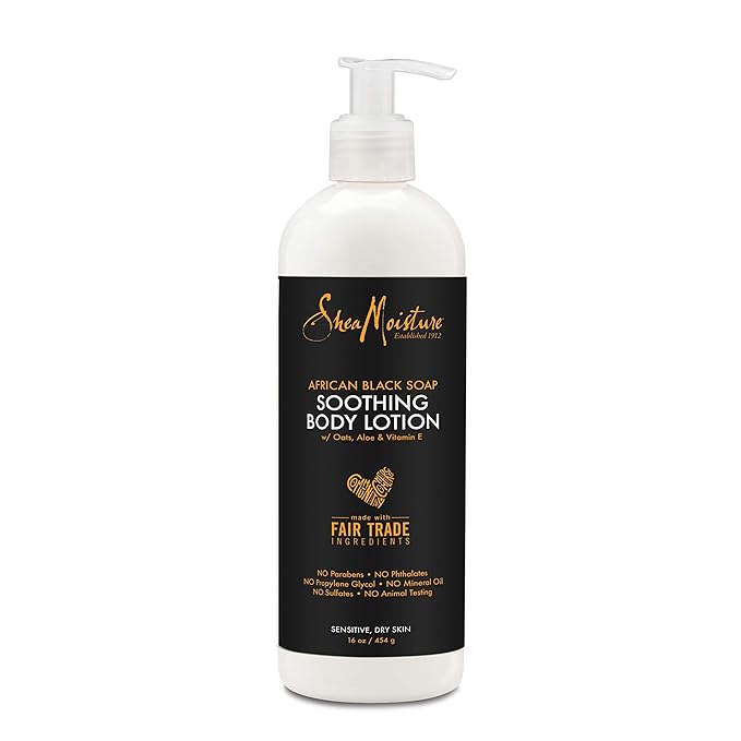 SheaMoisture Sensitive Skin Soothing Lotion African Black Soap Body Lotion For Dry Skin with Aloe And Vitamin E 16oz