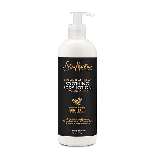 SheaMoisture Sensitive Skin Soothing Lotion African Black Soap Body Lotion For Dry Skin with Aloe And Vitamin E 16oz