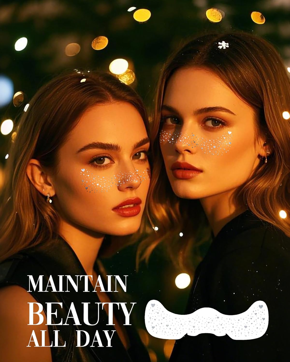 Face Sparkles, Heart Face Glitter for Kids Women Girls, Summer Waterproof Glow Up Singer Concerts Festival Rave Accessories (Silver -Hearted)