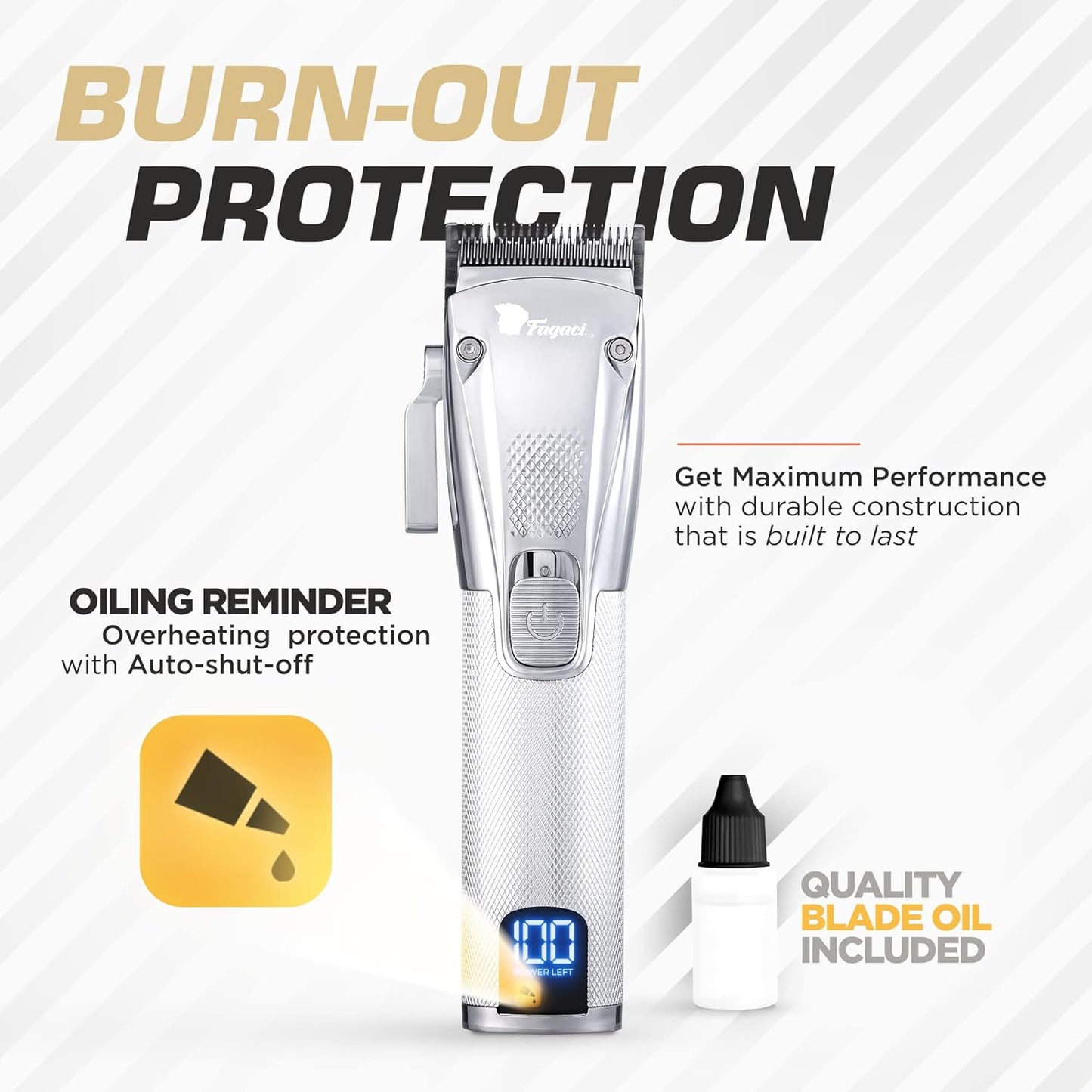 Fagaci Hair Clippers for Men Professional with Precise Cutting, Turbo Power Professional Barber Clippers Cordless, Powerful Motor Fade Mens Hair Clipper Set, Precision Blades Haircut Machine Kit