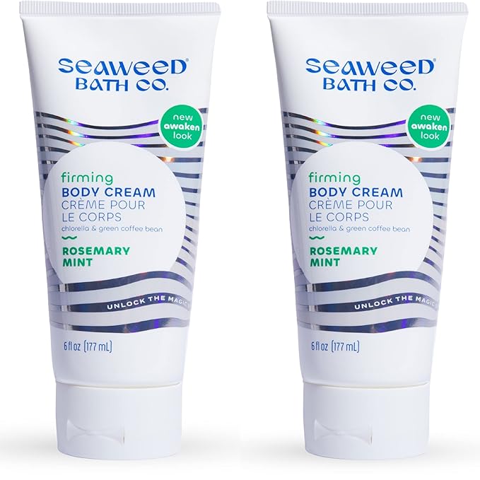 Seaweed Bath Co. Firming Body Cream, Rosemary Mint Scent, 6 Ounce (Pack of 2), Skin Toning Hand & Body Lotion Moisturizer for Dry Skin, with Sustainably Harvested Seaweed, Chlorella, Green Coffee Bean