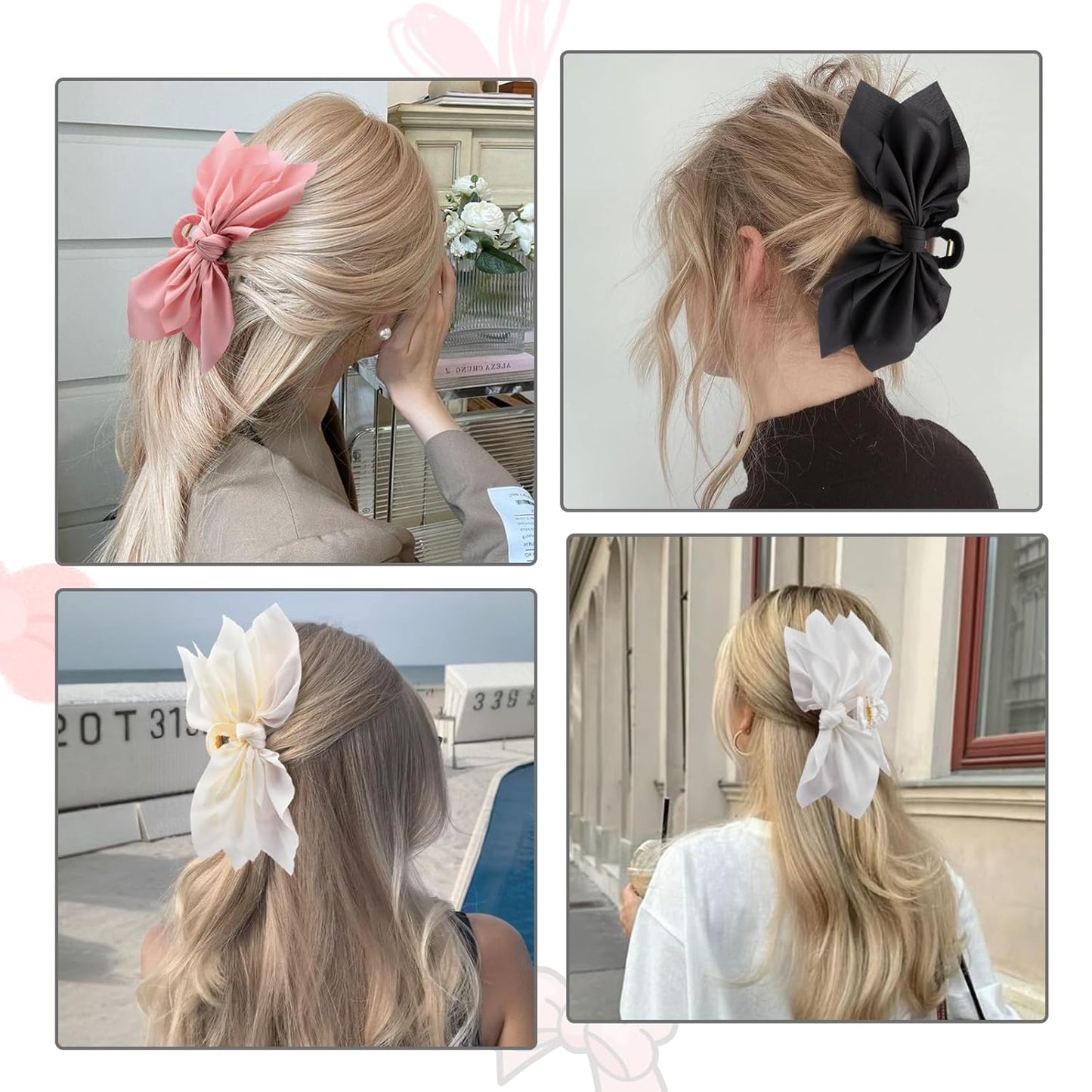 Bow Claw Clips Bow Hair Clips 4PC Big Hair Bows for Women Butterfly Styling Large Hair Clips for Thick Hair for Girls Hair Accessories for Teen