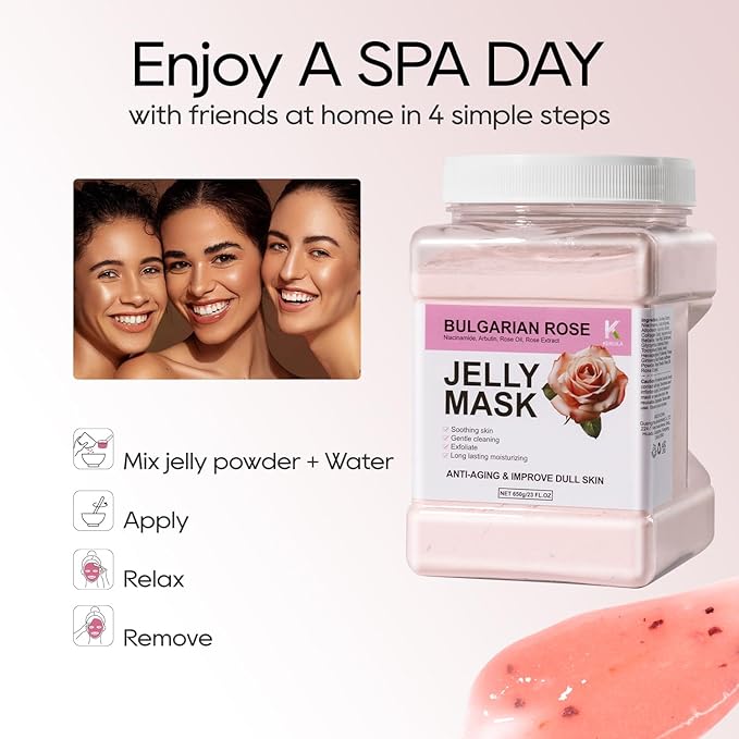 Bulgarian Rose Jelly Masks For Facials Professional, Rose Masks Powder Facial Mask, Hydrojelly Jelly Gel Face Mask For Peel Off, Smooth & Hydrating Mask for Face Skin Care Of Home Spa