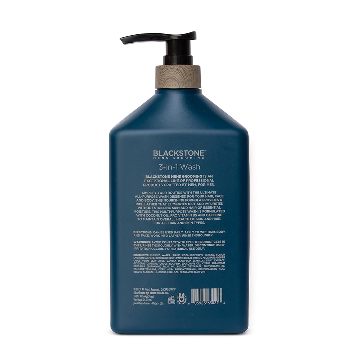 Blackstone Men's Grooming 3-in-1 Wash for Men | Cleanses & Conditions Hair, Body, & Face | For All Skin & Hair Types | With Coconut Oil, Vitamin B5 and Caffeine - Sea & Surf (32 Fl Oz)