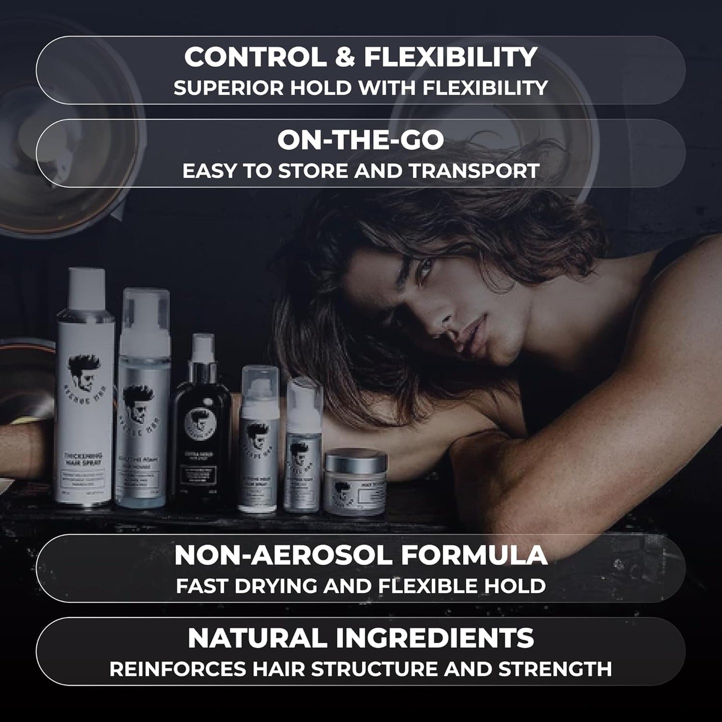 Avenue Man Hair Spray for Men - Premium Mens Hairspray Extra Hold - Frizz Control, Humidity Resistant & Paraben-Free Extra Strong Hold Hairspray for Men - Non-Aerosol Formula - All Hair Types (8.5 oz)