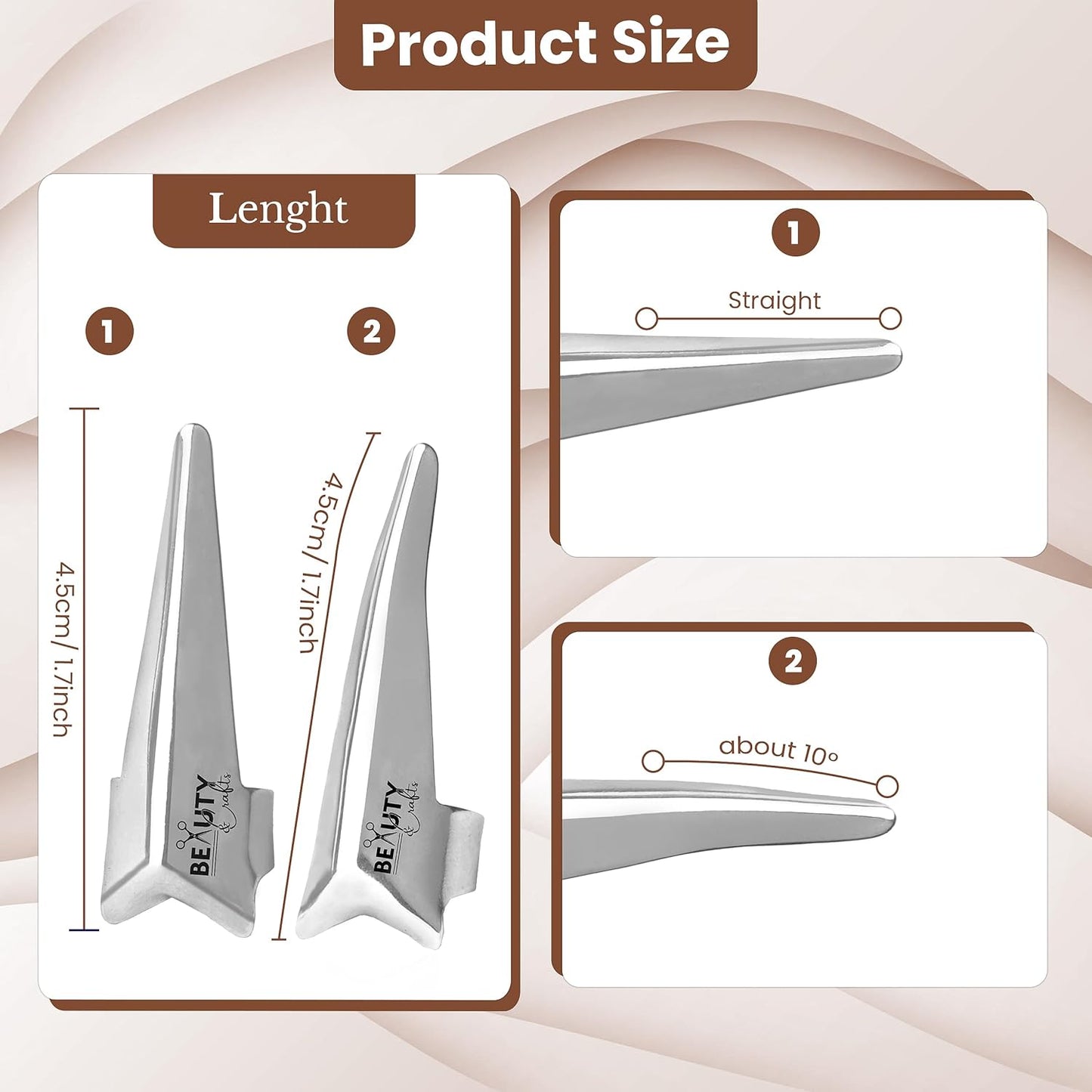 Beauty & Crafts 2PC Pro Hair Parting & Sectioning Rings (Straight & Curve)-Stainless Steel Finger Tool for Precise Hair Styling and Extension Installations -Parting Ring with Carrying Box (Silver)