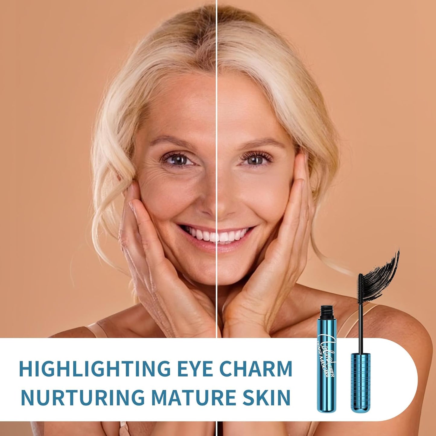 2 Pack Mascara for Older Women, Volumizing Waterproof Hypoallergenic Black Mascara for Thinning Lashes & Sensitive Eyes, Smudge-Proof Formula (Pack of 2)