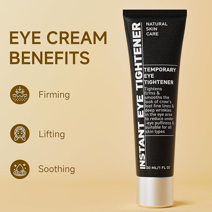 Under Eye Bags and Wrinkles Filler, Under Eye Cream Temporary Instant Visibly Reduces Wrinkles Dark Circles Fine Lines, Eye Tightening and Lifting Cream for Women Men, 30ml, 2 Packs