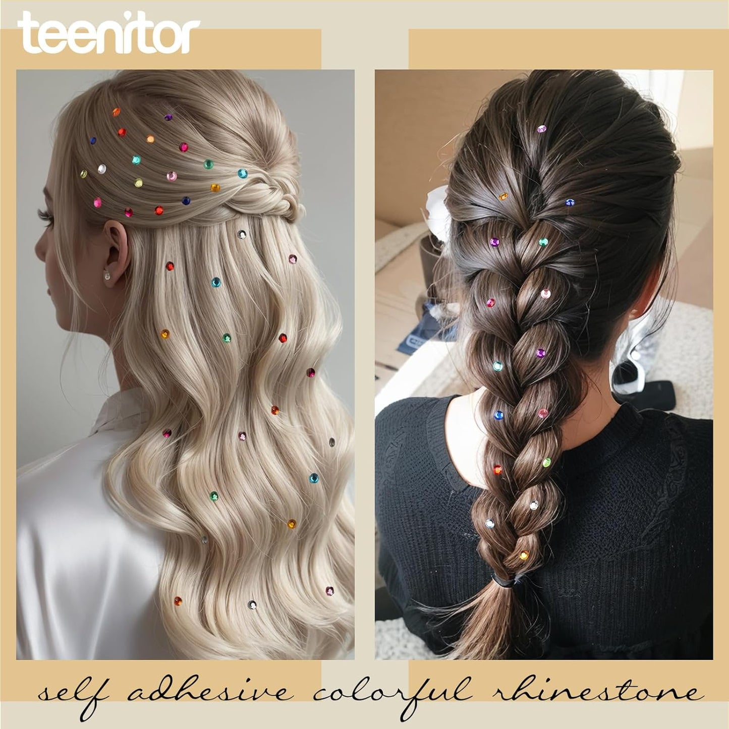 Teenitor Face Gems Self Adhesive Face Rhinestone Face Jewels, 650pcs Makeup Rhinestones, Stick On Rhinestones for Makeup, Gems for Face, Hair, Body, Eye