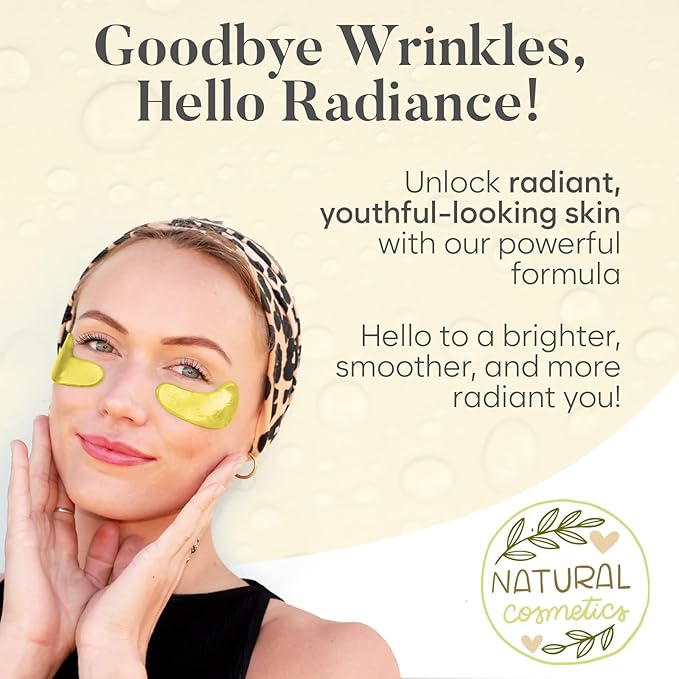 24K Gold Under Eye Patches (30 Pairs) Under Eye Patches for Dark Circles, Under Eye Patches for Puffy Eyes and Dark Circles, Under Eye Mask, Eye Care, Puffy Eyes Treatment