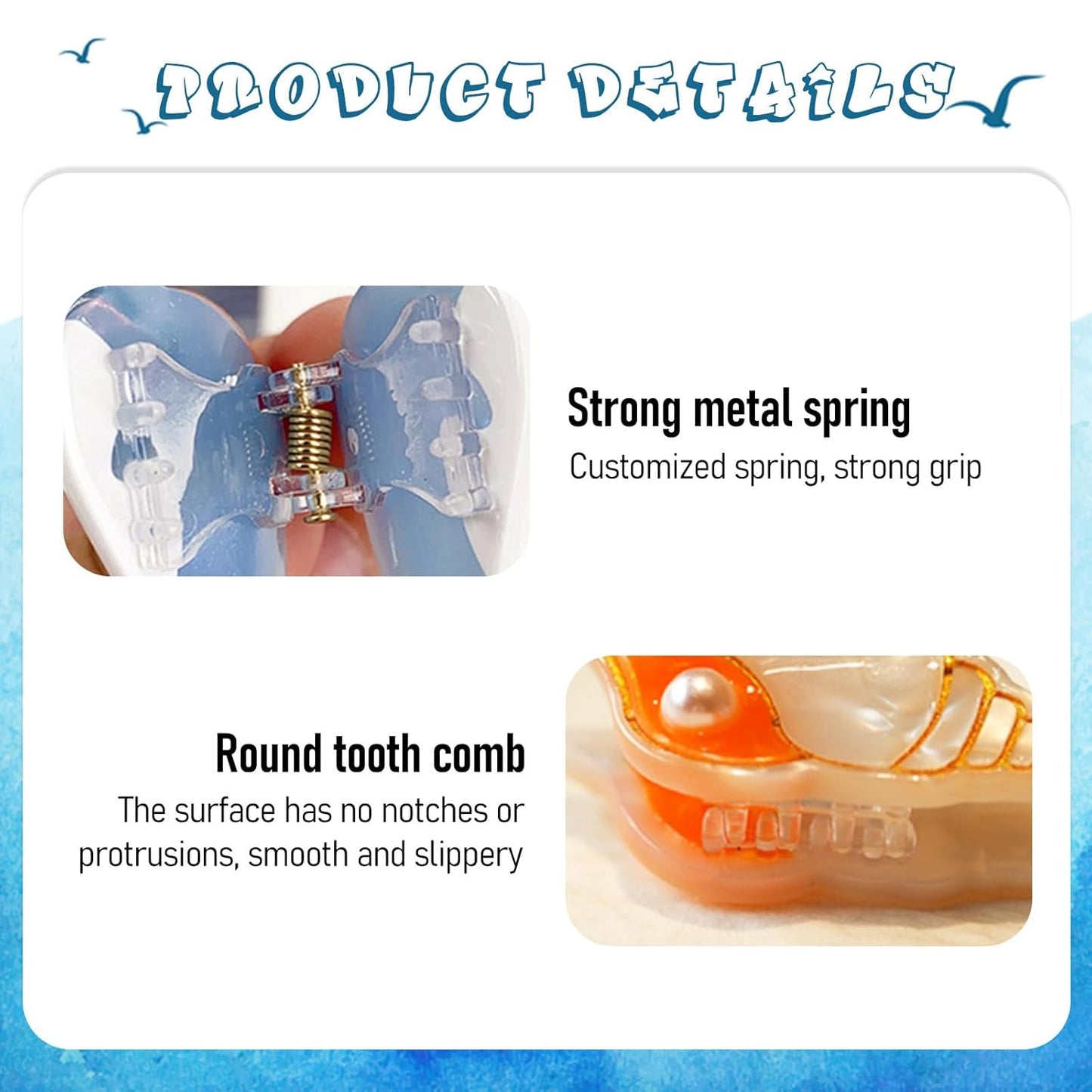 6 Pcs Ocean Animal Hair Claw Clips for Women, Octopus, Whale, Crab, Conch, Dolphin, Seahorse, Starfish Hair Clips, Small Hair Claw, Cute Claw Clip, Non-Slip Hair Accessories for Thick and Thin Hair