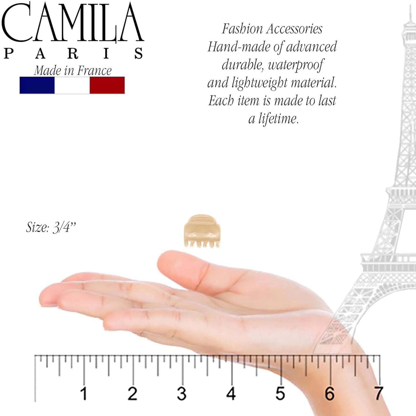 Camila Paris CP3290 French Hair Clip for Women, Set of 2 Small Nude Girls Hair Claw Clips Fashion Durable Hair Accessories for Women, Luxury Ladies Strong Hold No Slip Grip Clamp, Made in France
