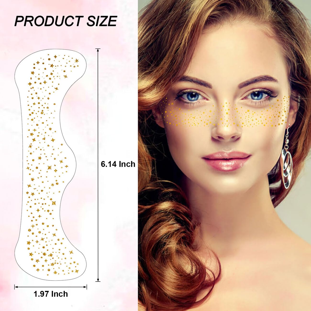 Glitter Freckles Gold Sparkle Freckles Face Tattoo Fake Glitter Freckle Temporary Patches for Women Party Makeup 8 Pcs