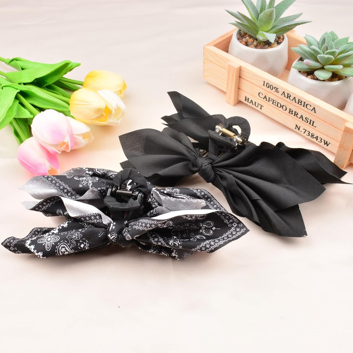 Bow Claw Clips Bow Hair Clips Black 2PCS Big Hair Bows for Women Butterfly Styling Large Hair Clips for Thick Hair for Girls Hair Accessories for Teen