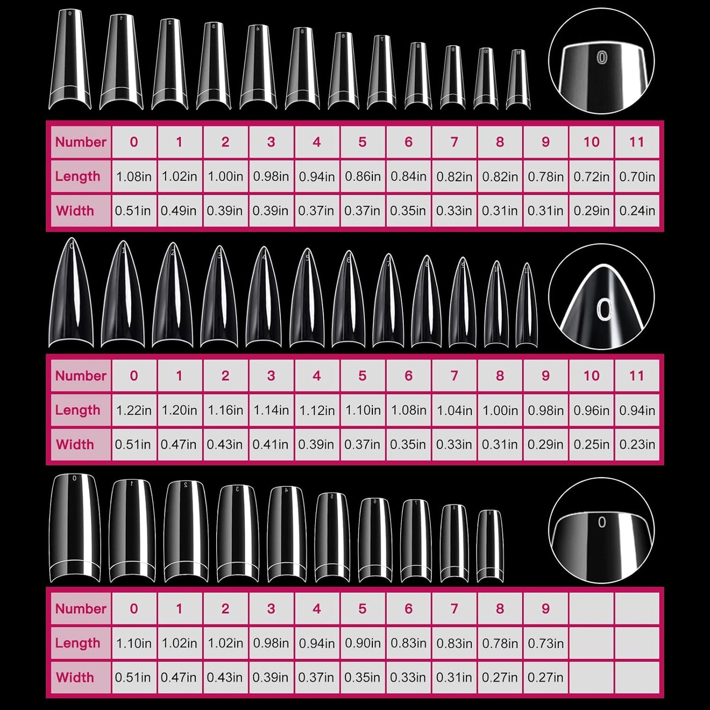 krofaue 3 Styles False Nail Tips Kit,340PCS Clear Coffin French Stiletto Nail Tips Half Cover Acrylic Artificial Press on Nails for Nail Extension Soft Gel Tips Art DIY