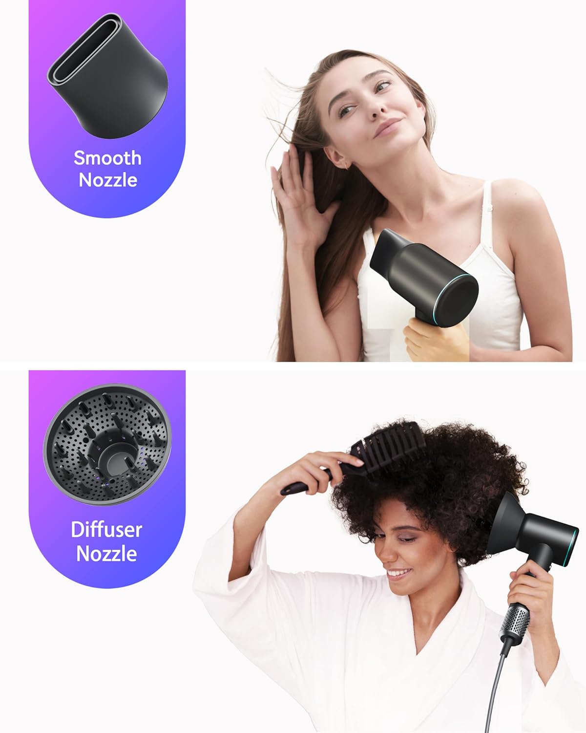 High-Speed Hair Dryer, Negative Ionic Blow Dryer with 110,000 RPM/1500W Brushless Motor for Fast Drying, Lightweight Hairdryer for Travel and Home, with Diffuser, Magnetic Nozzle