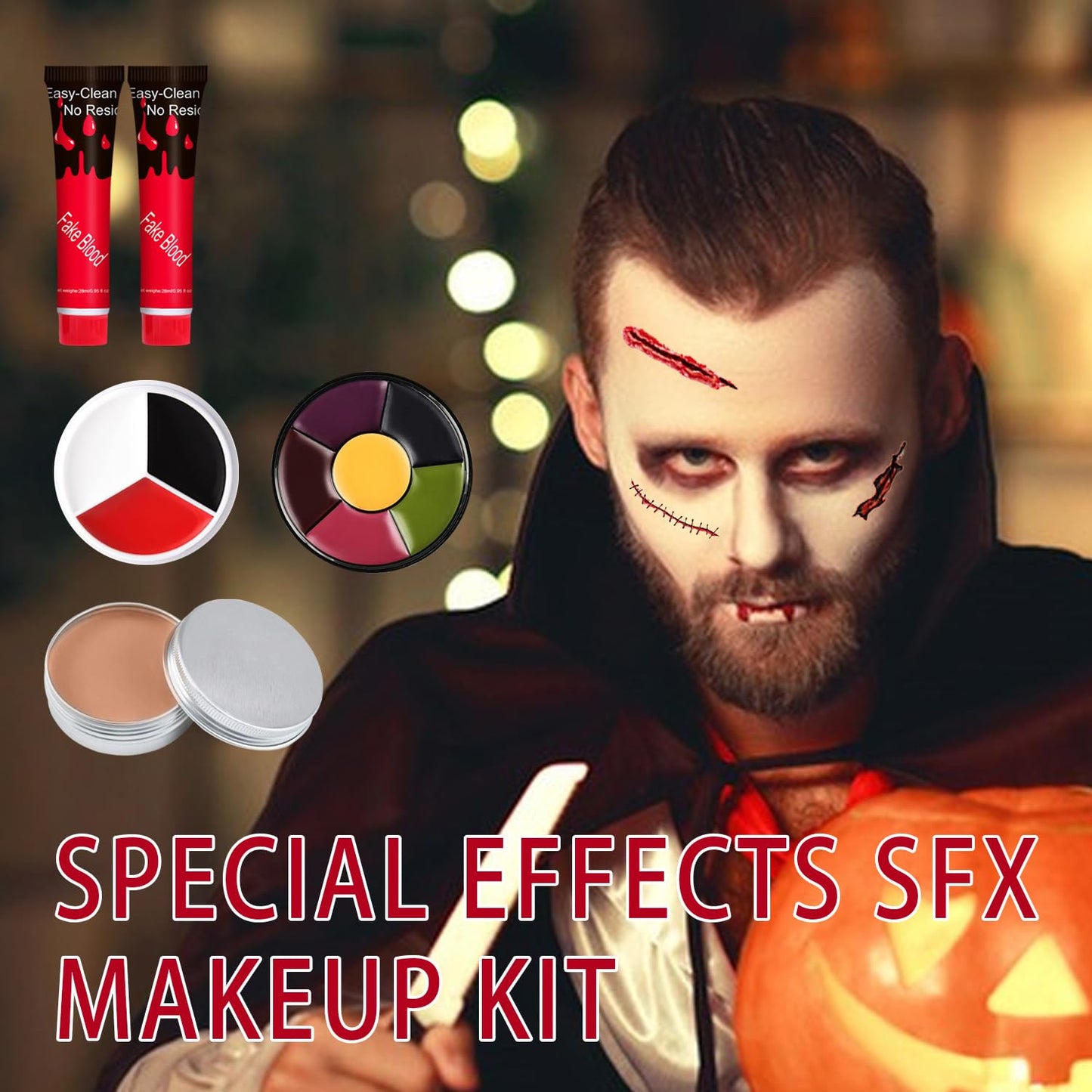 Fake Blood Scar Wax SFX Makeup Kit - Halloween Face Paint Special Effects Kit