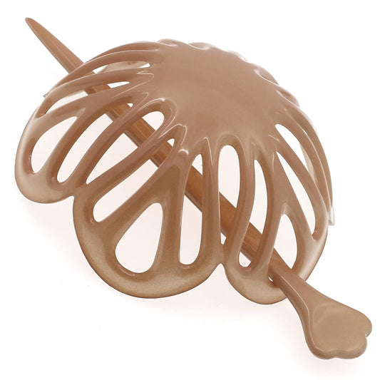 Camila Paris CP3143 French Hair Bun Clip Maker Cover Cap Holder, Beige, Round Dome Bun Hair Clip for Women Hair Updo, Styling Hair Bun Accessories for Women, No Slip and Durable, Made in France