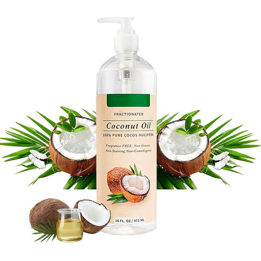 Elitzia Coconut Oil Hair Spa Skin Care NaturalMassage Oil Conditoner Liquid Skin Pure Nourish Moisturier Makeup Remover Fix Flyaways Versatile Base Oil Face Body 16fl.oz/473ml