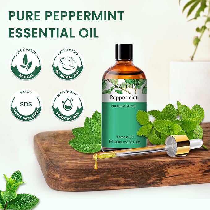 Peppermint Essential Oil, Huge 3.38 Fl Oz Pure and Natural, Premium Grade Essential Oil for Diffuser and Aromatherapy